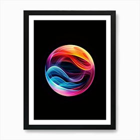 Abstract Swirls On Black Background Art Print