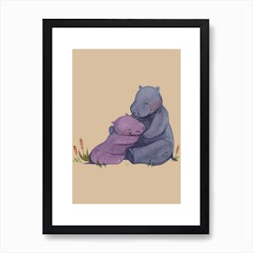 Parent Hippo And Baby Art Print