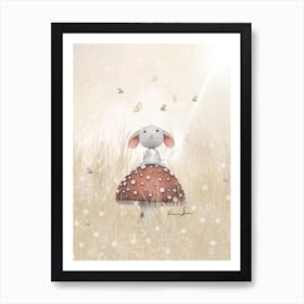 Summer Mouse On Fly Agaric Art Print