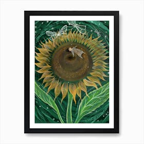 Sunflowers Girl Art Print