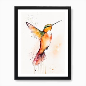 Rufous Hummingbird Minimalist Watercolour Art Print