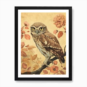 Brown Fish Owl Japanese Painting 4 Art Print