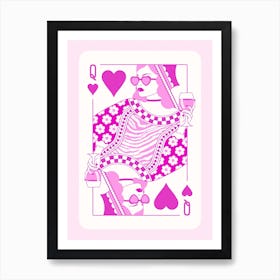 Queen Of Hearts Magenta - Floral Champaign Art Print