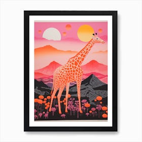 Colourful Giragge In The Mountains 1 Art Print