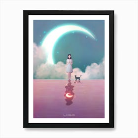 A clear mind moonlight Art Print