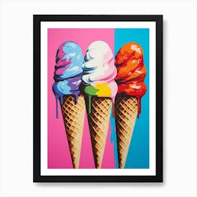 Pop Art Colourful Ice Cream Cone 4 Art Print