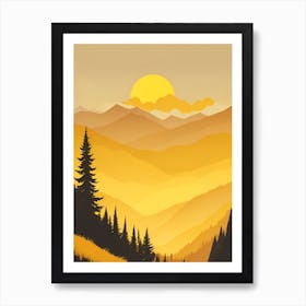 Misty Mountains Vertical Composition In Yellow Tone 6 Art Print