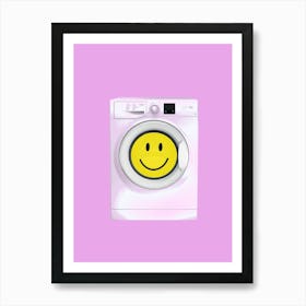 Smiley Happy Laundry Washing Machine Art Print