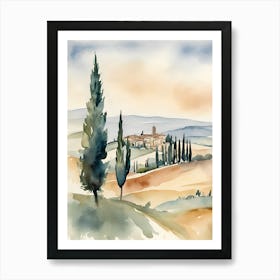 Abstract Tuscany Landscape Watercolor 1 Art Print