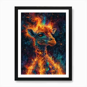 Giraffe With Fire Art Print