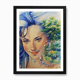 Watercolour Of A Woman Art Print