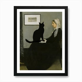 Whisker's Mother - Black Cat Pun Funny Famous Art of Whistler's Mother in HD, Fully Remastered Vintage Antique Art Print