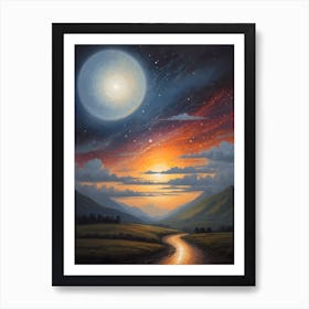 Moonlight Over The Valley Art Print