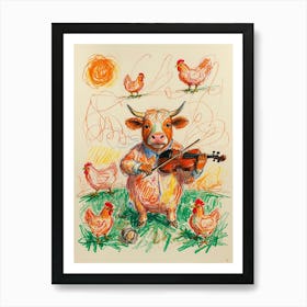 Cow Playing Violin 1 Art Print