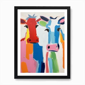 Colourful Kids Animal Art Cow 4 Art Print