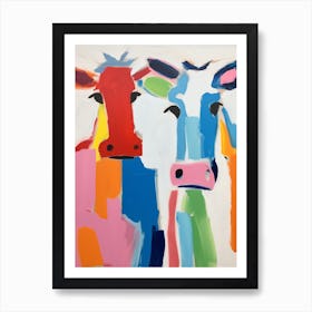 Colourful Kids Animal Art Cow 4 Poster