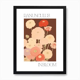 Ranunculus In Bloom Flowers Bold Illustration 2 Art Print