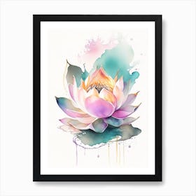 Lotus Flower, Buddhist Symbol Watercolour 5 Art Print