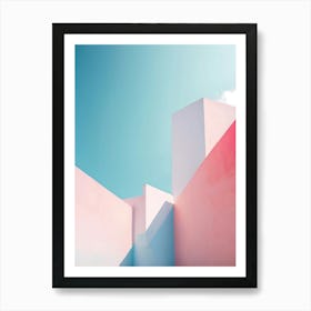 Pink And Blue Building Art Print