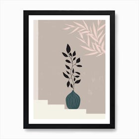 Plant In A Pot On Stairs 1 Art Print