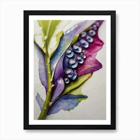 Water Droplets On A Leaf Art Print