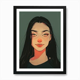 Cute Girl Face Art Print