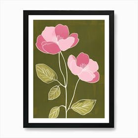 Pink & Green Rose 1 Art Print