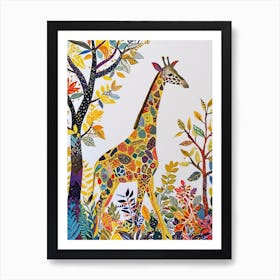 Colourful Giraffe With Patterns 1 Art Print