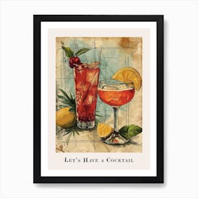 Let S Have A Cocktail Rustic Art Print