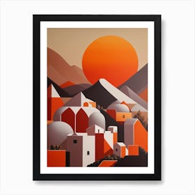 City At Sunset Art Print