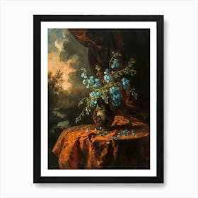 Baroque Floral Still Life Forget Me Nots 3 Art Print