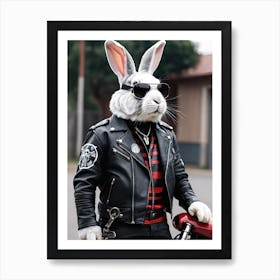 Biker Rabbit Art Print