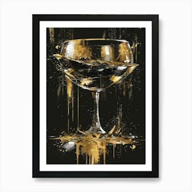 Gold Wine Glass Art Print