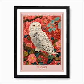 Floral Animal Painting Snowy Owl 3 Poster Art Print