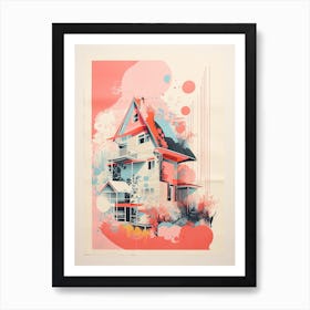 A House In Washington, Abstract Risograph Style 1 Art Print