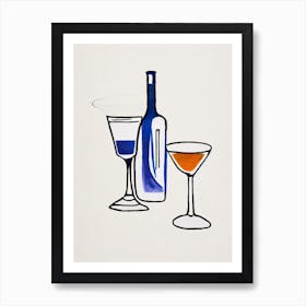 Fernet Sour Picasso Line Drawing Cocktail Poster Art Print