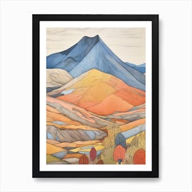 Stob Binnein Scotland 2 Colourful Mountain Illustration Art Print