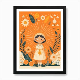 Girl With Flowers Art Print