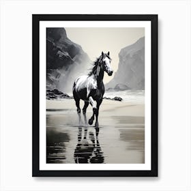 A Horse Oil Painting In Pfeiffer Beach California, Usa, Portrait 3 Art Print