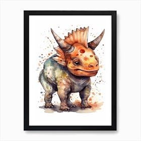 Avaceratops Cute Dinosaur Watercolour 4 Art Print