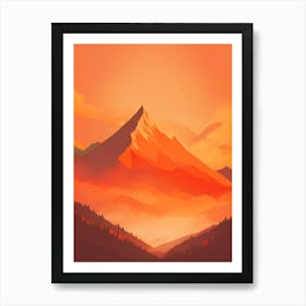 Misty Mountains Vertical Composition In Orange Tone 42 Art Print