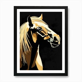 Perfil De Cara De Caballo Con Juego De Colores Beige Y Negro Art Print