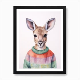 Baby Animal Watercolour Kangaroo Art Print