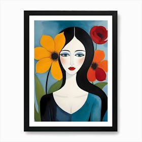 Woman With Flowers Art Print