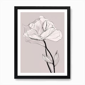 Gladioli Line Art Flowers Illustration Neutral 9 Art Print