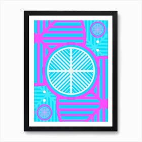Geometric Glyph in White and Bubblegum Pink and Candy Blue n.0026 Art Print