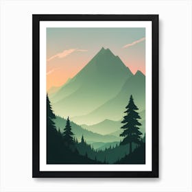 Misty Mountains Vertical Background In Green Tone 29 Art Print