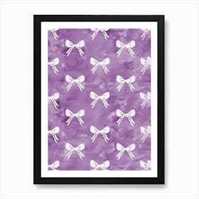 White And Purle Bows 2 Pattern Art Print