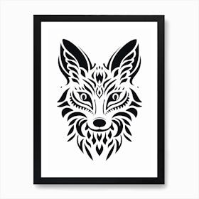 Linocut Fox Pattern 5 Art Print