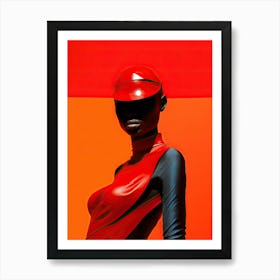 Red Afronaut Couture: Cosmic Fashion Statements Art Print